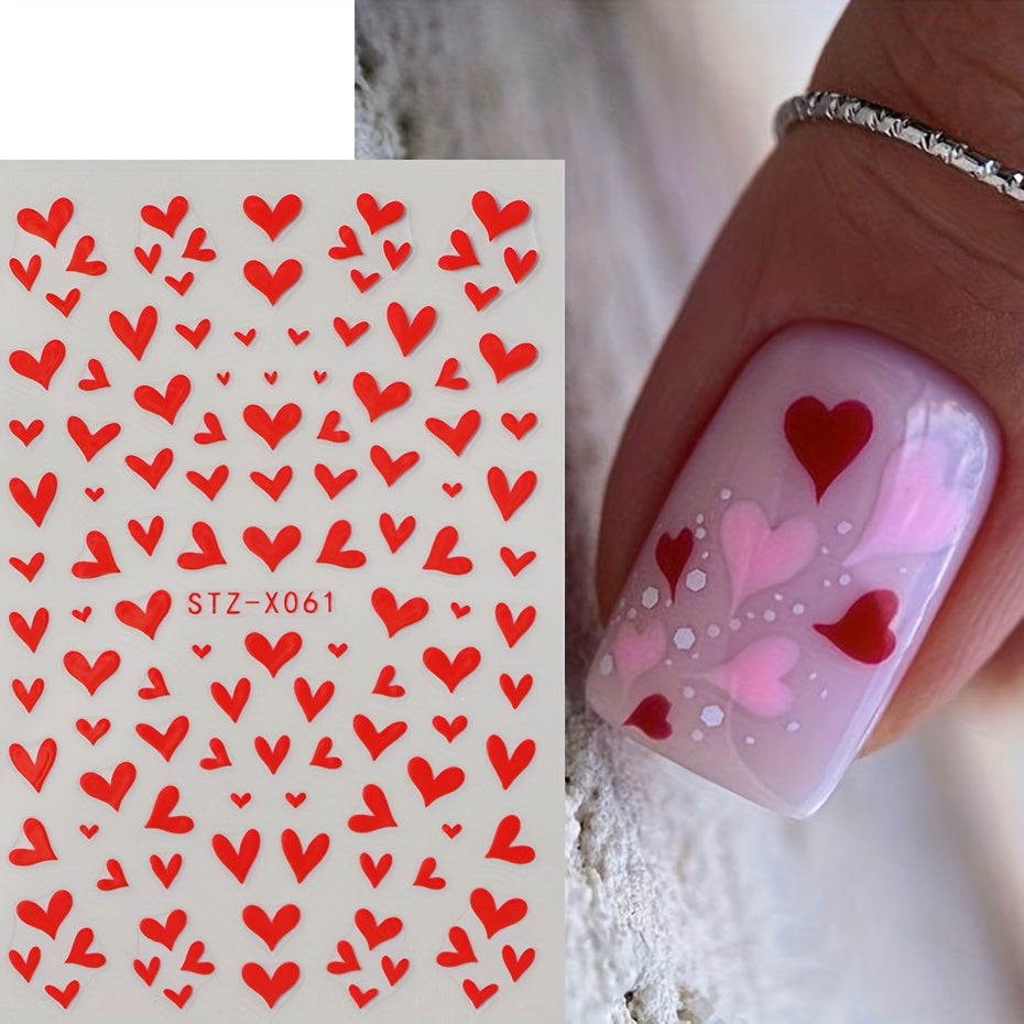 Britt | 3D Rote Herz Nagelkunst-Sticker
