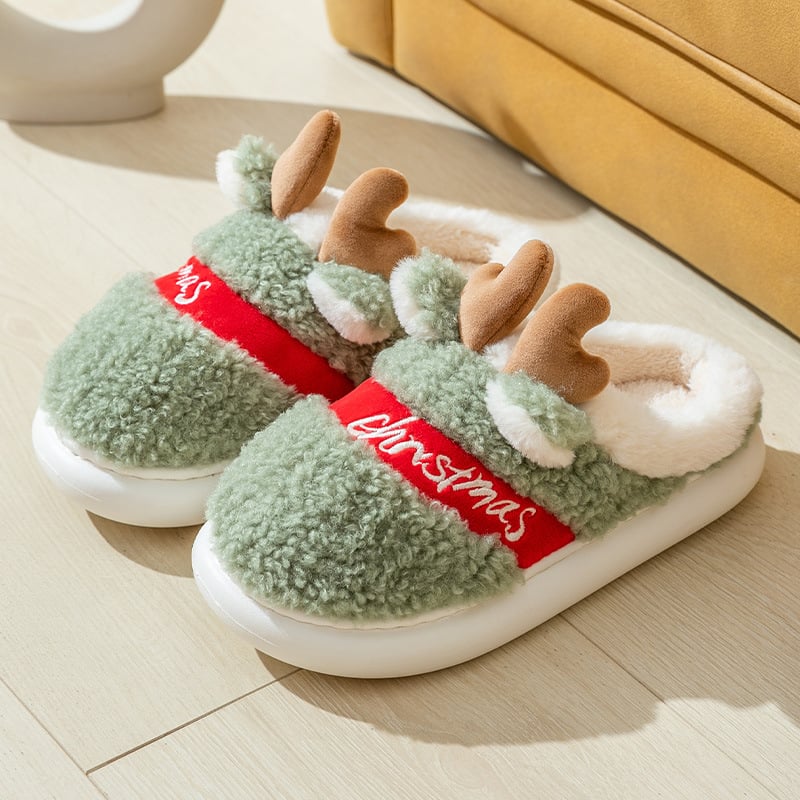 ReindeerCozy™ - Weihnachts-Hausschuhe mit Rentier-Design, weiche und warme Winterpantoffeln.