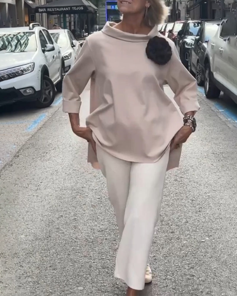 Elegante Bluse mit unregelmäßigem Schnitt und langen Ärmeln