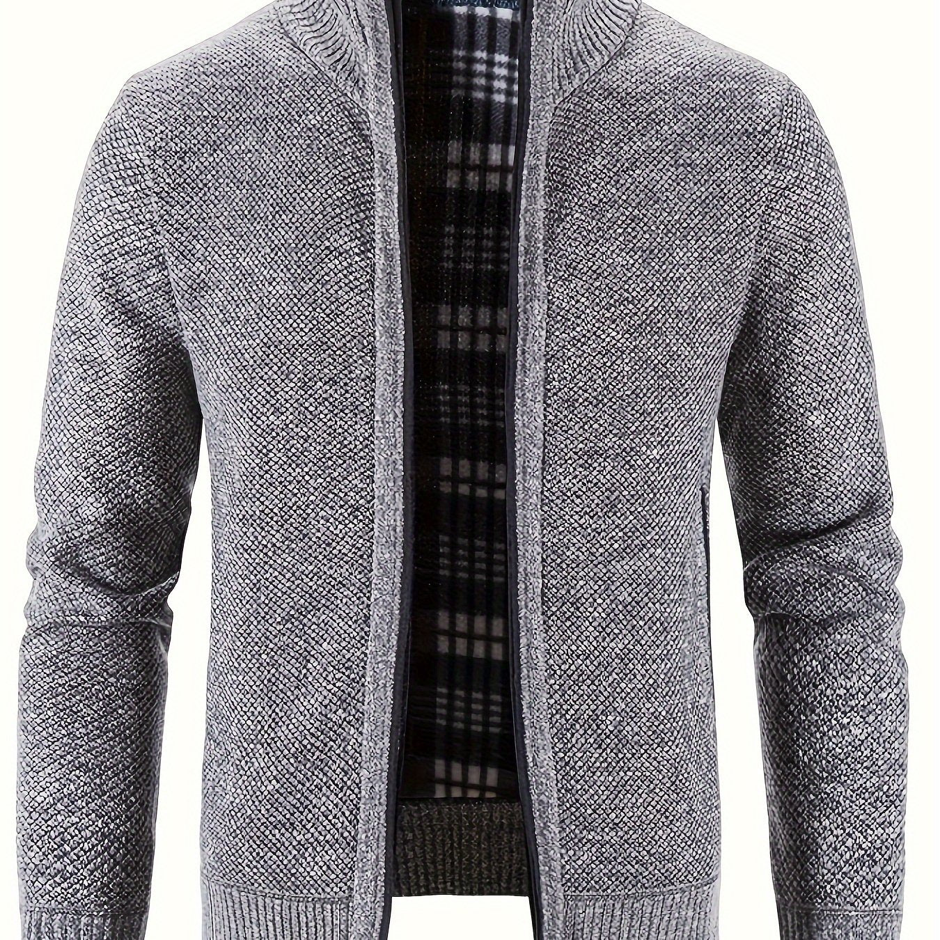 Daan | Warme Herren-Strickjacke mit Stehkragen und Reißverschlusstaschen