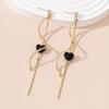 Emma | Schwarze Herz-Design Spiral-Dangle-Ohrringe