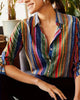 Revers bunte Bluse mit Knöpfen