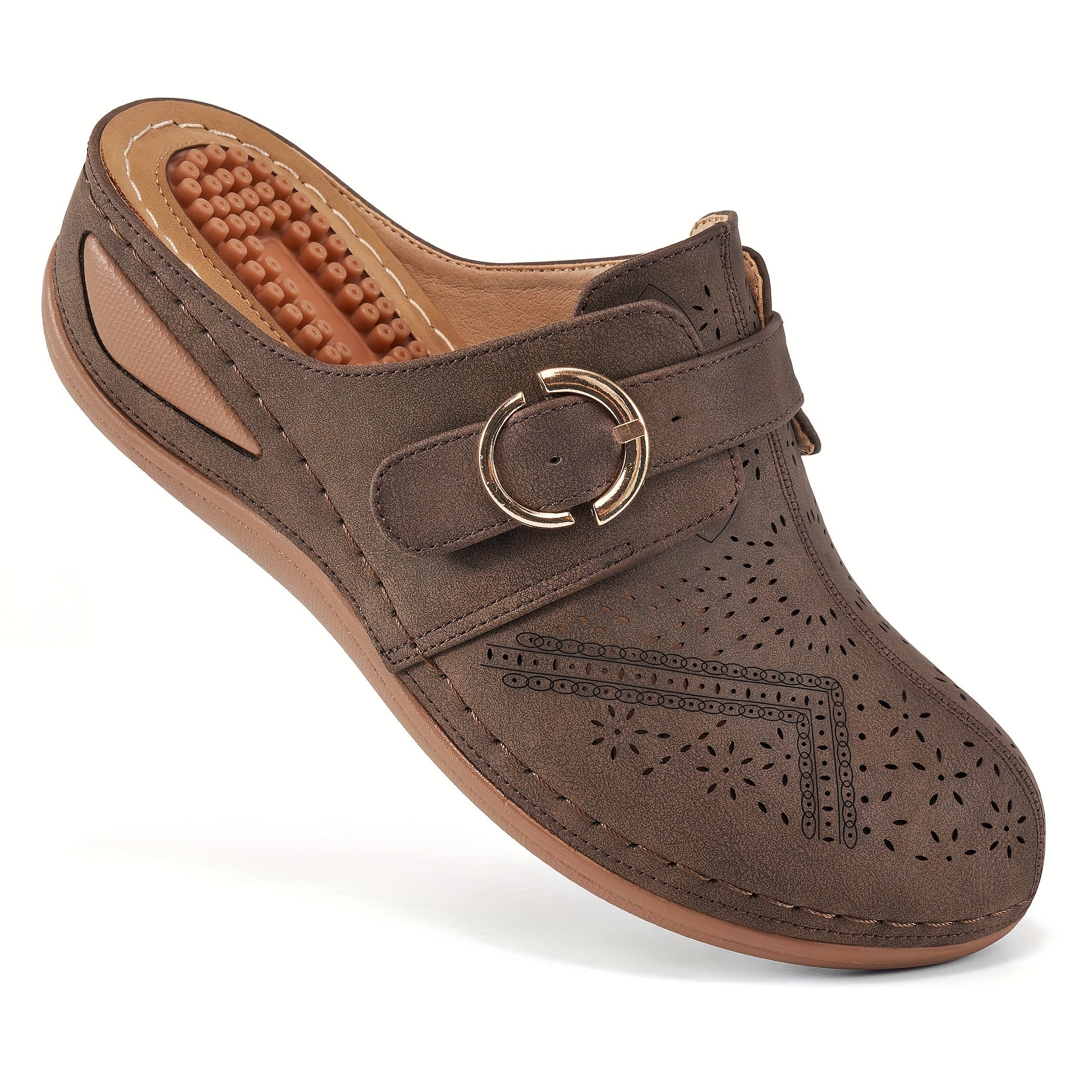 Annabel | Bequeme, sportliche, einfarbige Sandalen mit geschlossener Zehenpartie und Schnallenriemen