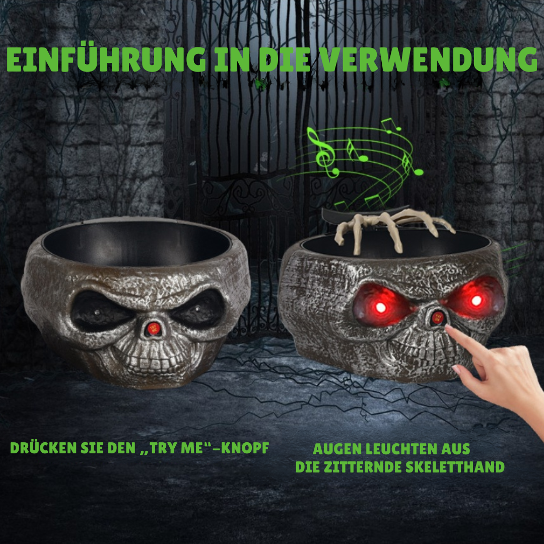 SpookyBowl™ – Die gruselige Halloween-Schale mit Bewegungssensor und Skelett-Hand!