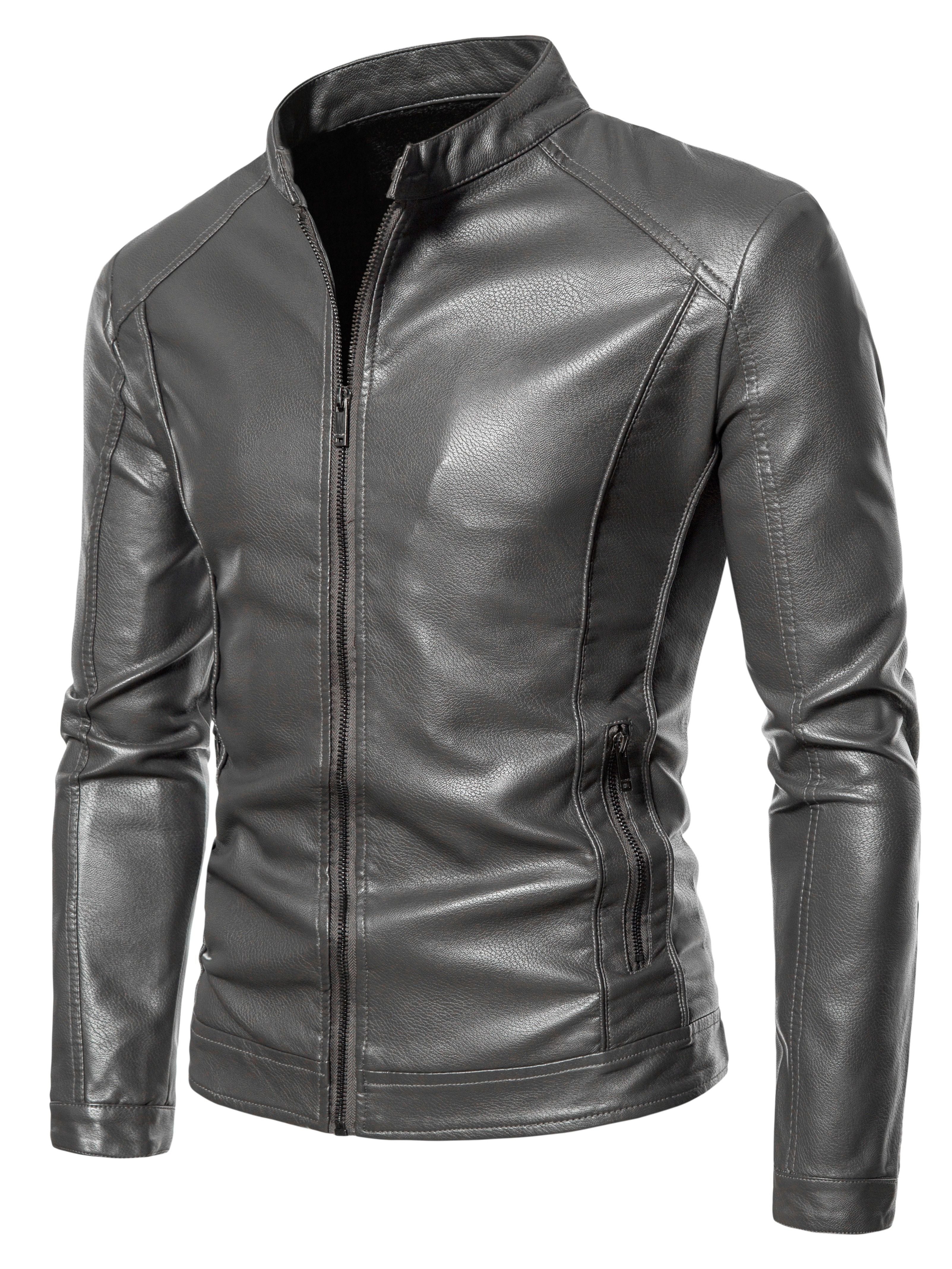 Cas | Stilvolle Kunstleder-Herrenjacke mit Fleecefutter