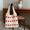 Nina | Handgemachte Strick-Shopper mit Herzmuster