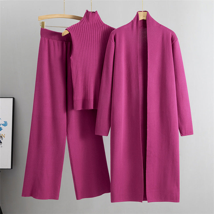 StrickEnsemble™ – Elegantes 3-teiliges Set mit Weste, Cardigan und Hose