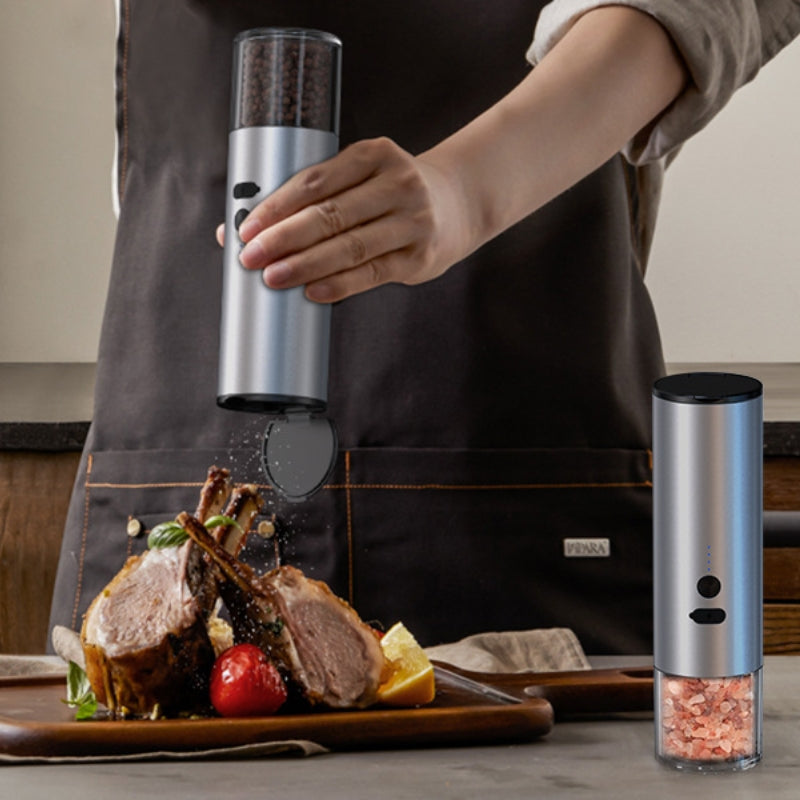 SpiceEase™ – Wiederaufladbare elektrische Salz- und Pfeffermühle mit LED und Einhandbedienung