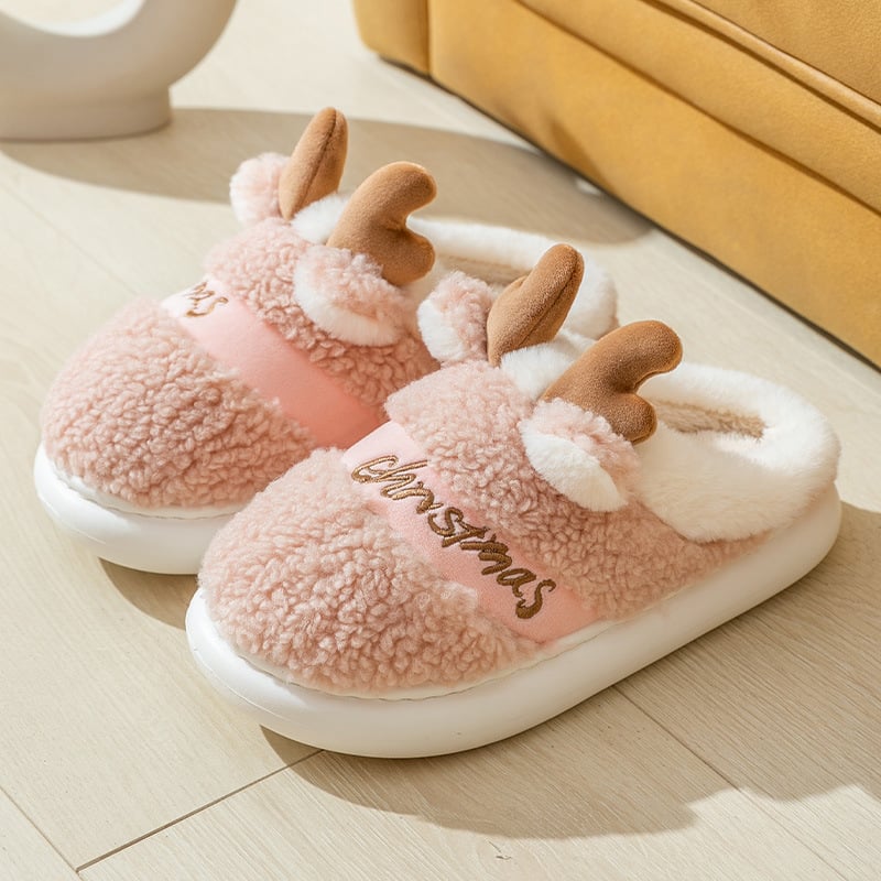 ReindeerCozy™ - Weihnachts-Hausschuhe mit Rentier-Design, weiche und warme Winterpantoffeln.
