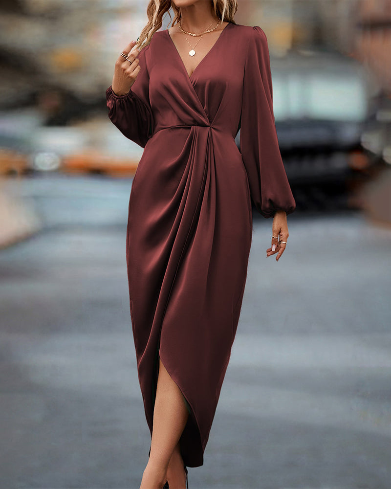 Kim | Elegantes Kleid mit Laternenärmeln und V-Ausschnitt
