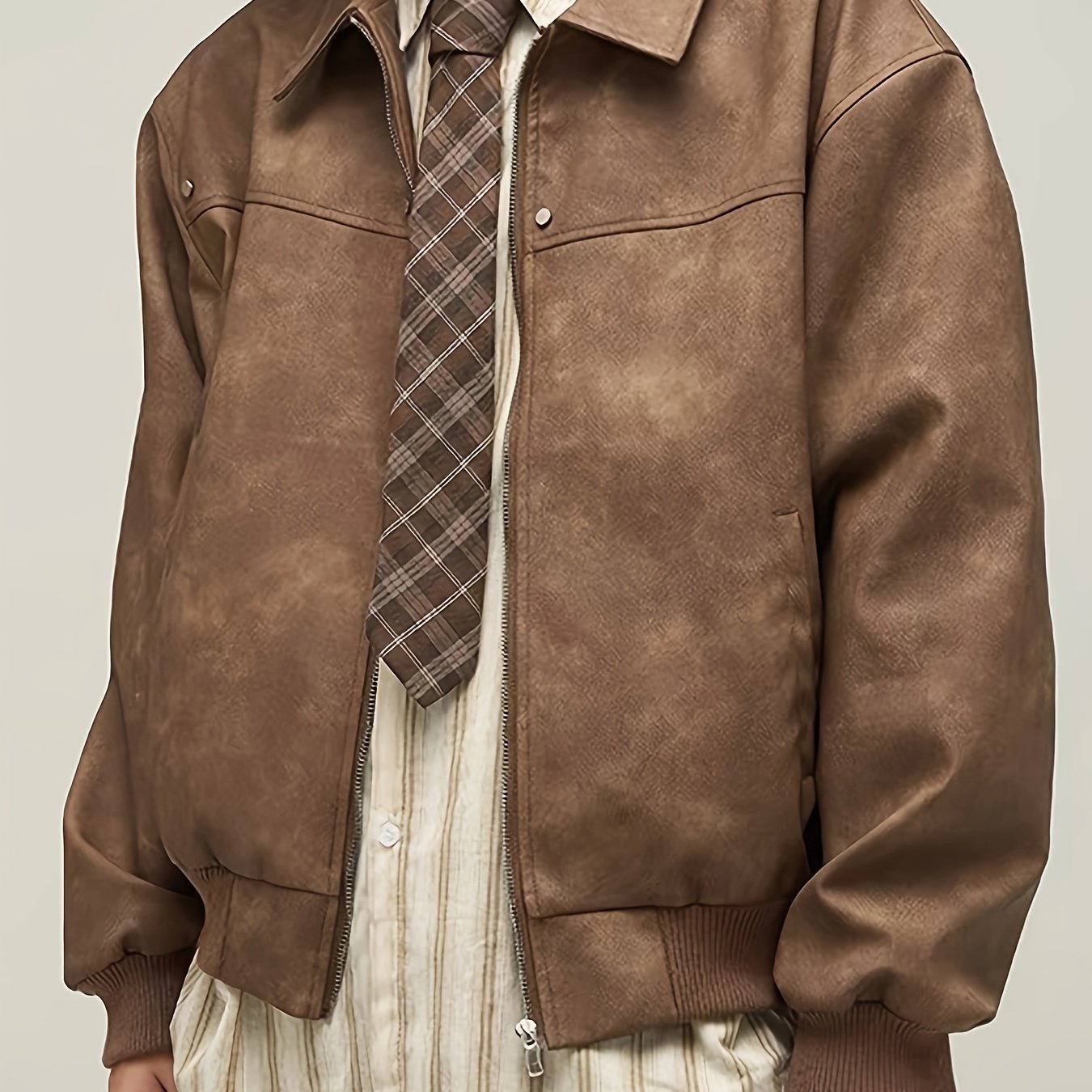 Bram | Vintage Braun PU-Jacke Mit Lockerer Passform