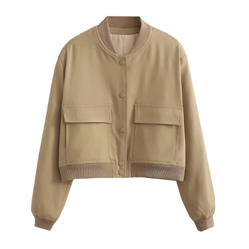 Kurze Bomberjacke mit Knöpfen