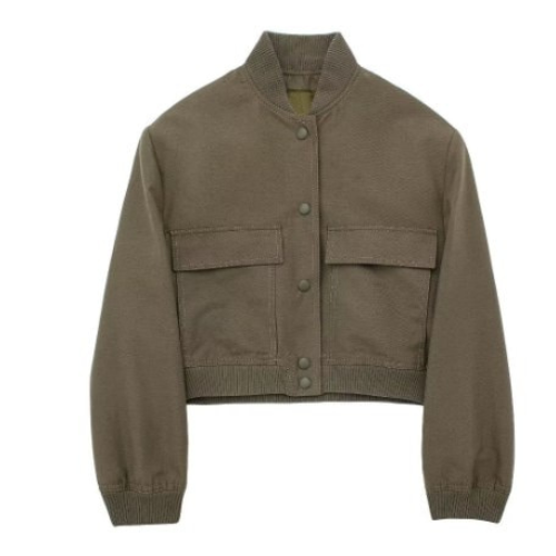 Kurze Bomberjacke mit Knöpfen