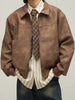 Bram | Vintage Braun PU-Jacke Mit Lockerer Passform