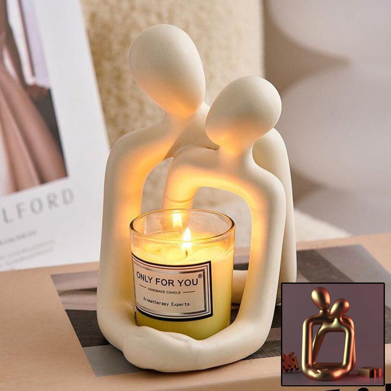 LoveGlow™ – Romantische Paar-Statue als stilvoller Kerzenhalter!
