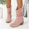 Femke | Rosa Leder Cowboystiefel mit runder Nase