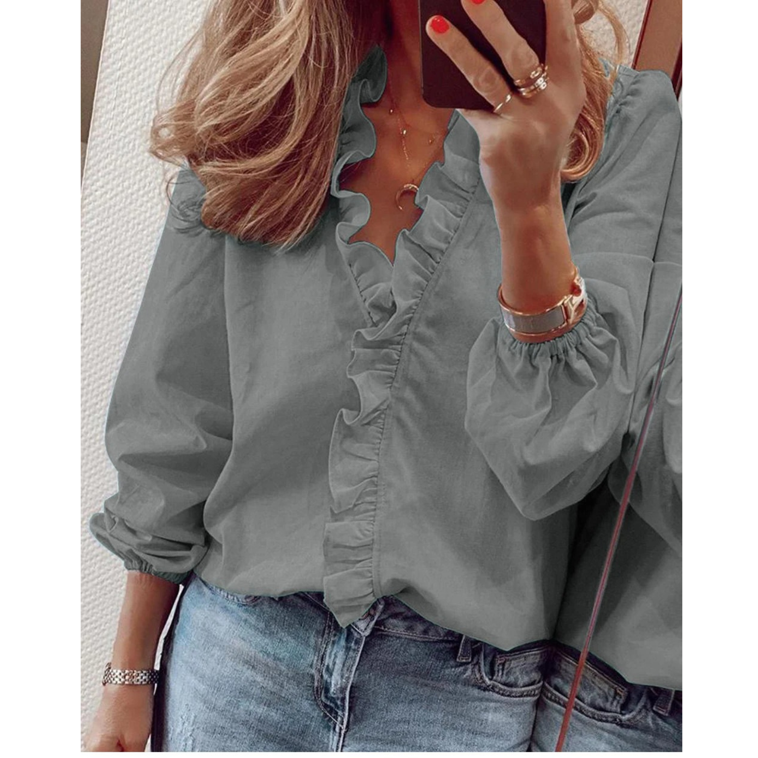 Femke | Chiffon bluse met plüsch