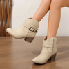 Liv | Milky weiße Wildlederstiefeletten mit Schnalle