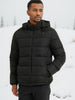 Tom | Eleganter Einfarbiger Puffer-Mantel mit Kapuze und Taschen