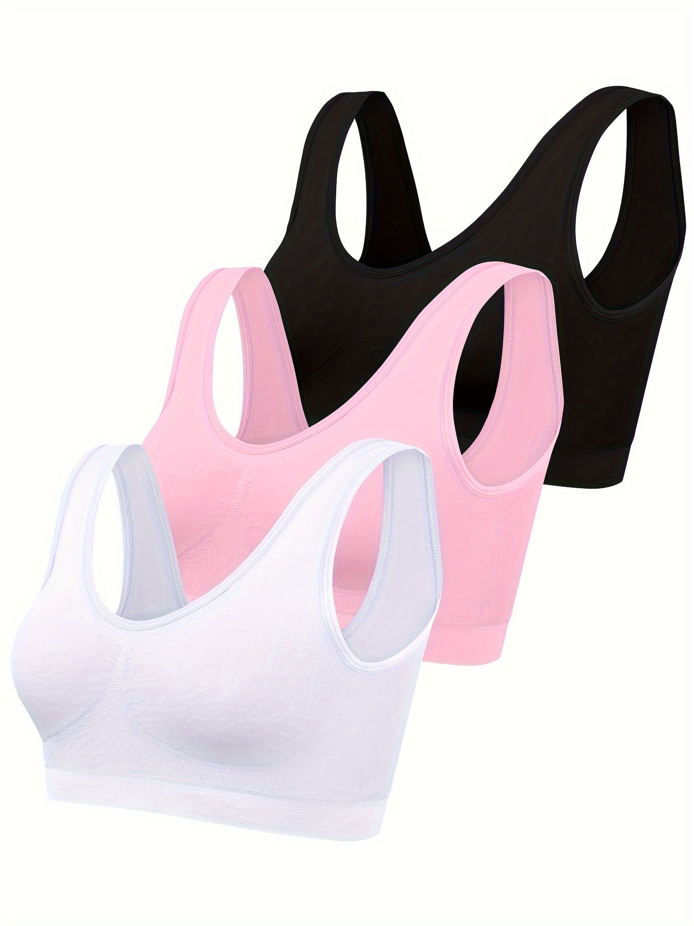 Eva | Set aus 3 einfarbigen Tanktops und nahtlosem Sport-BH
