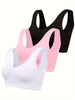 Eva | Set aus 3 einfarbigen Tanktops und nahtlosem Sport-BH