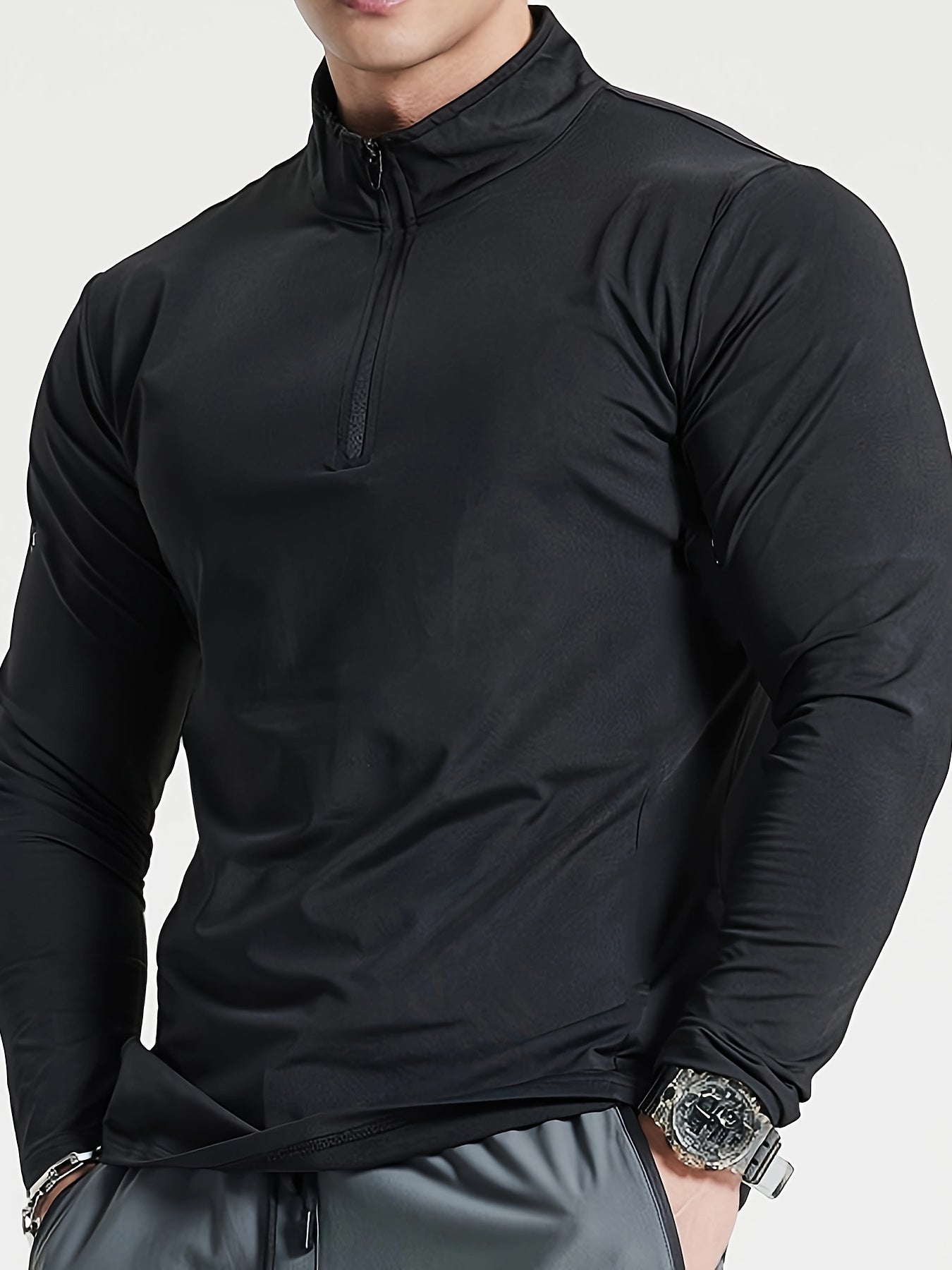 Lars | Slim-fit henley-shirt met halve rits en lange mouwen