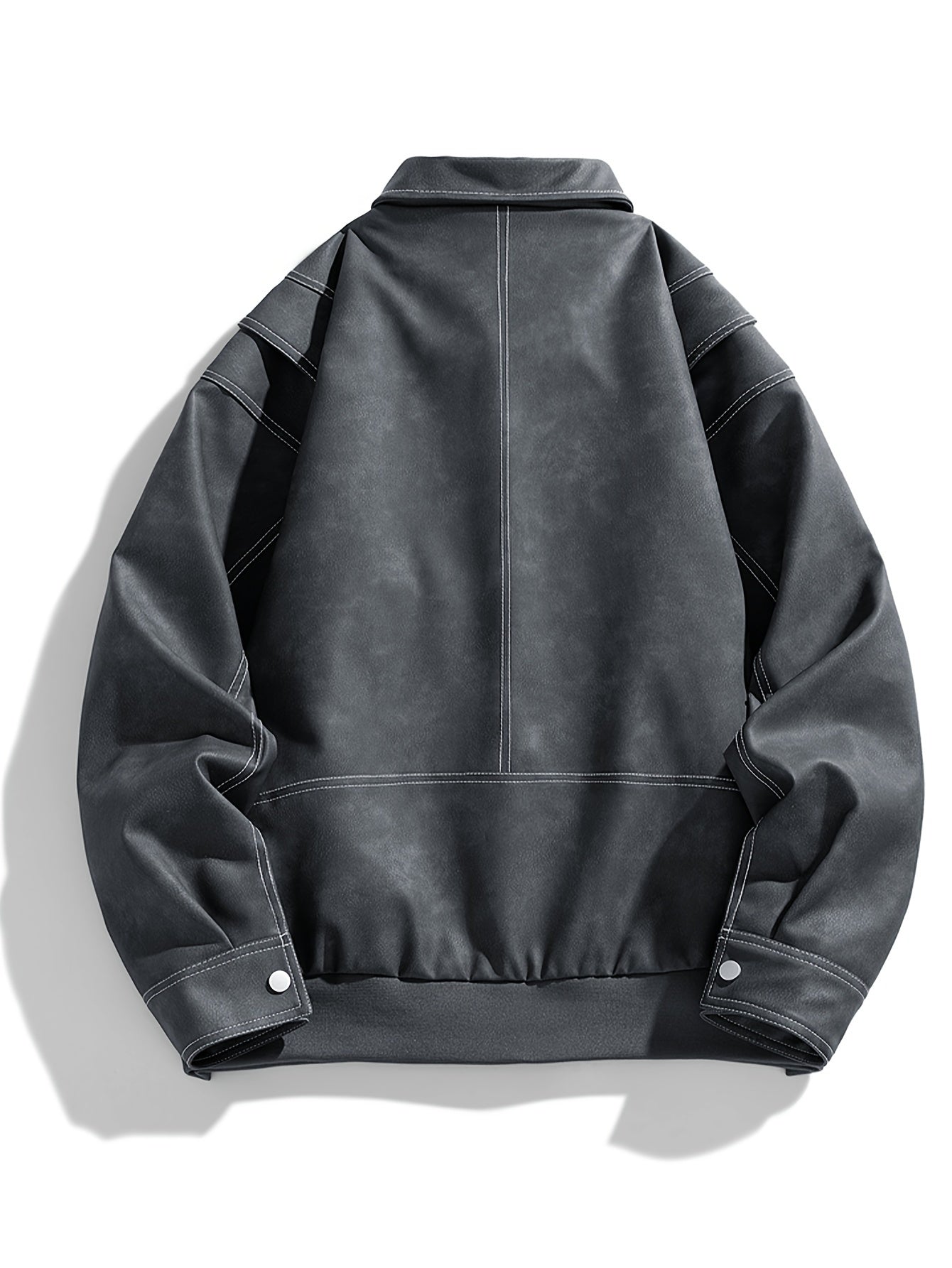 Cas | Herren Casual Kunstlederjacke Mit Klappkragen & Taschen