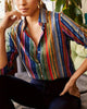Revers bunte Bluse mit Knöpfen