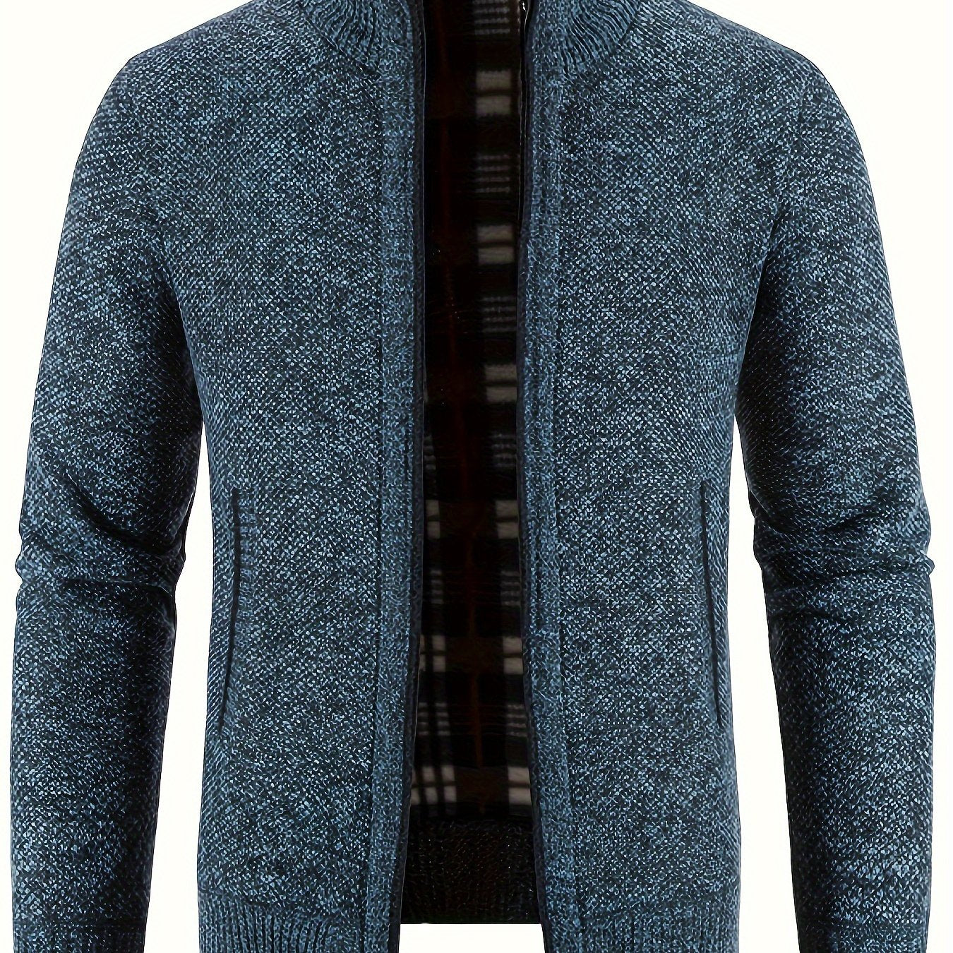 Daan | Warme Herren-Strickjacke mit Stehkragen und Reißverschlusstaschen