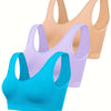 Eva | Set aus 3 einfarbigen Tanktops und nahtlosem Sport-BH