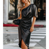 Isabella | Satin Kleid mit einer Schulter