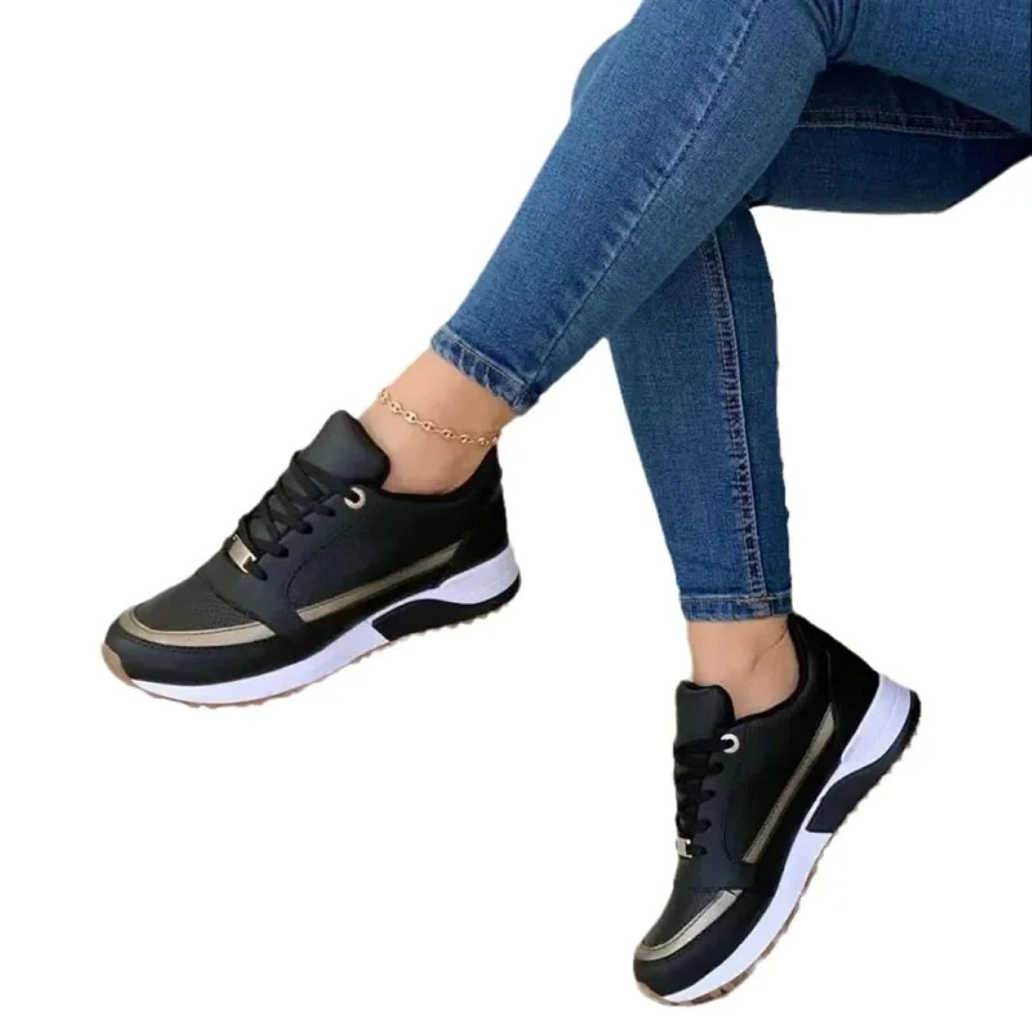 Liv | Sportliche Damenschuhe aus Leder mit weicher weißer Sohle