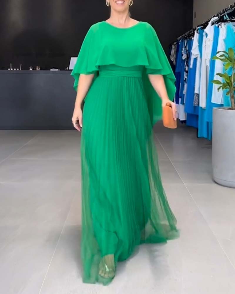 A-line maxi dress with round neckline