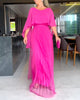 A-line maxi dress with round neckline