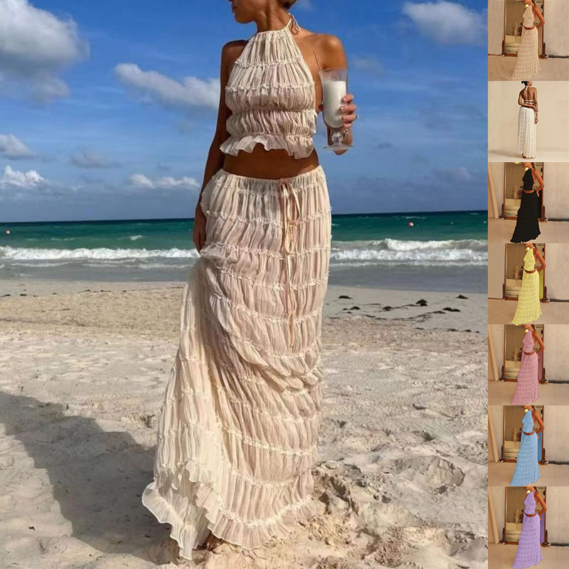 SunDream™ – Elegantes 2-teiliges Strandset mit Haltertop & Maxirock!