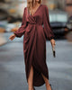 Kim | Elegantes Kleid mit Laternenärmeln und V-Ausschnitt