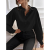 Emma | Weiße elegante geblümte Damenbluse mit Umlegekragen