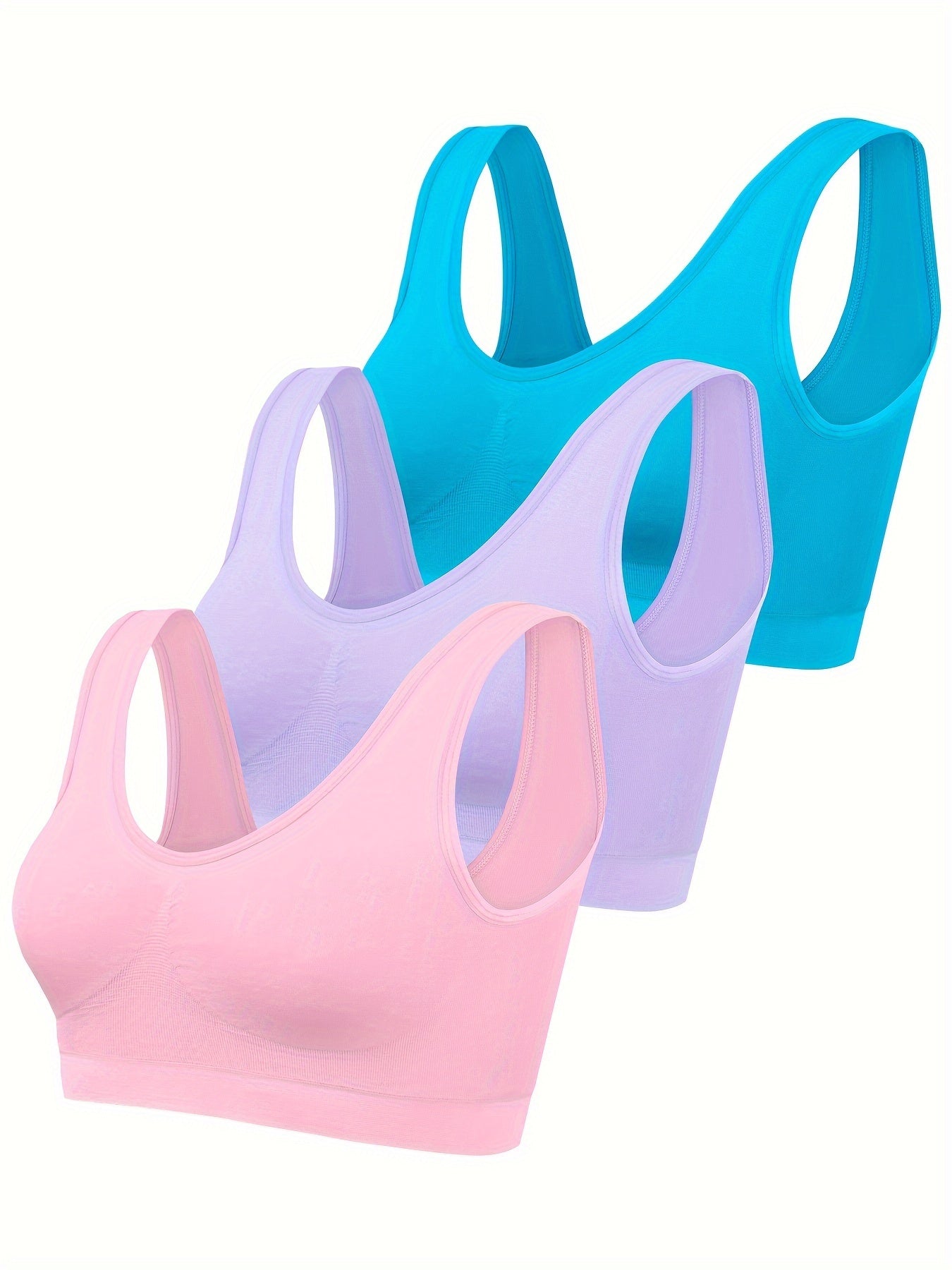Eva | Set aus 3 einfarbigen Tanktops und nahtlosem Sport-BH