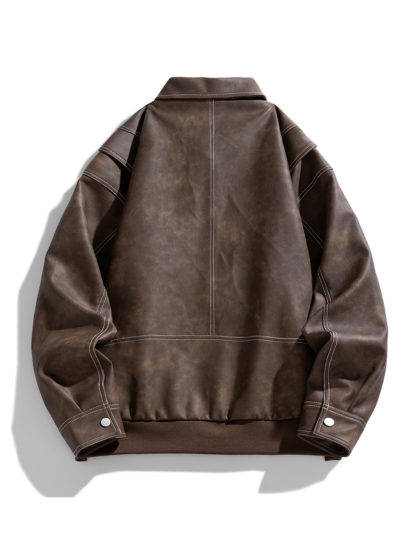 Cas | Herren Casual Kunstlederjacke Mit Klappkragen & Taschen