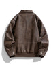 Cas | Herren Casual Kunstlederjacke Mit Klappkragen & Taschen