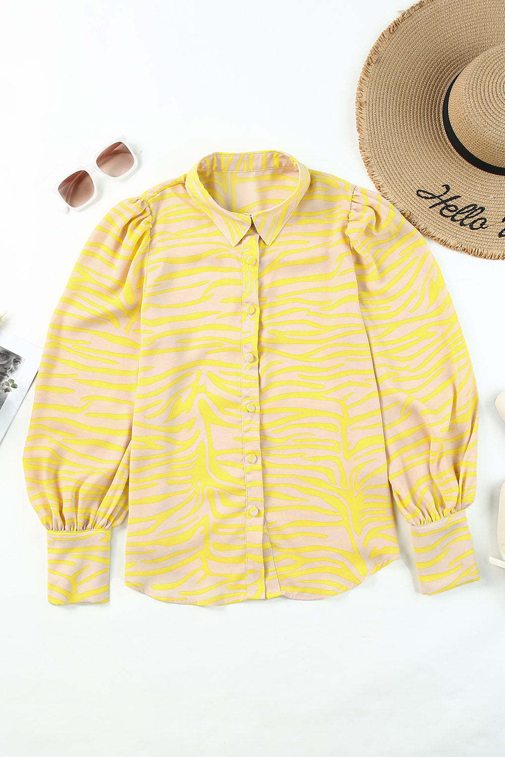 Bluse mit Zebramuster und V-Ausschnitt