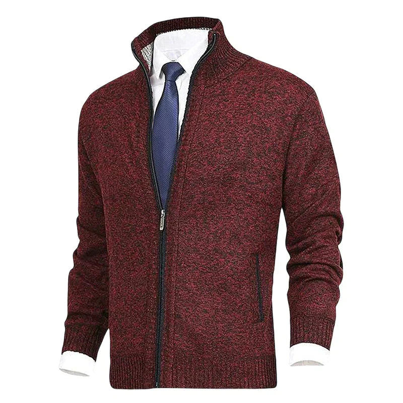 John | Elegante Herren-Strickjacke mit Reißverschluss, Kragen und Taschen