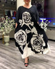 Lässiges, locker sitzendes Kleid mit Rosenprint