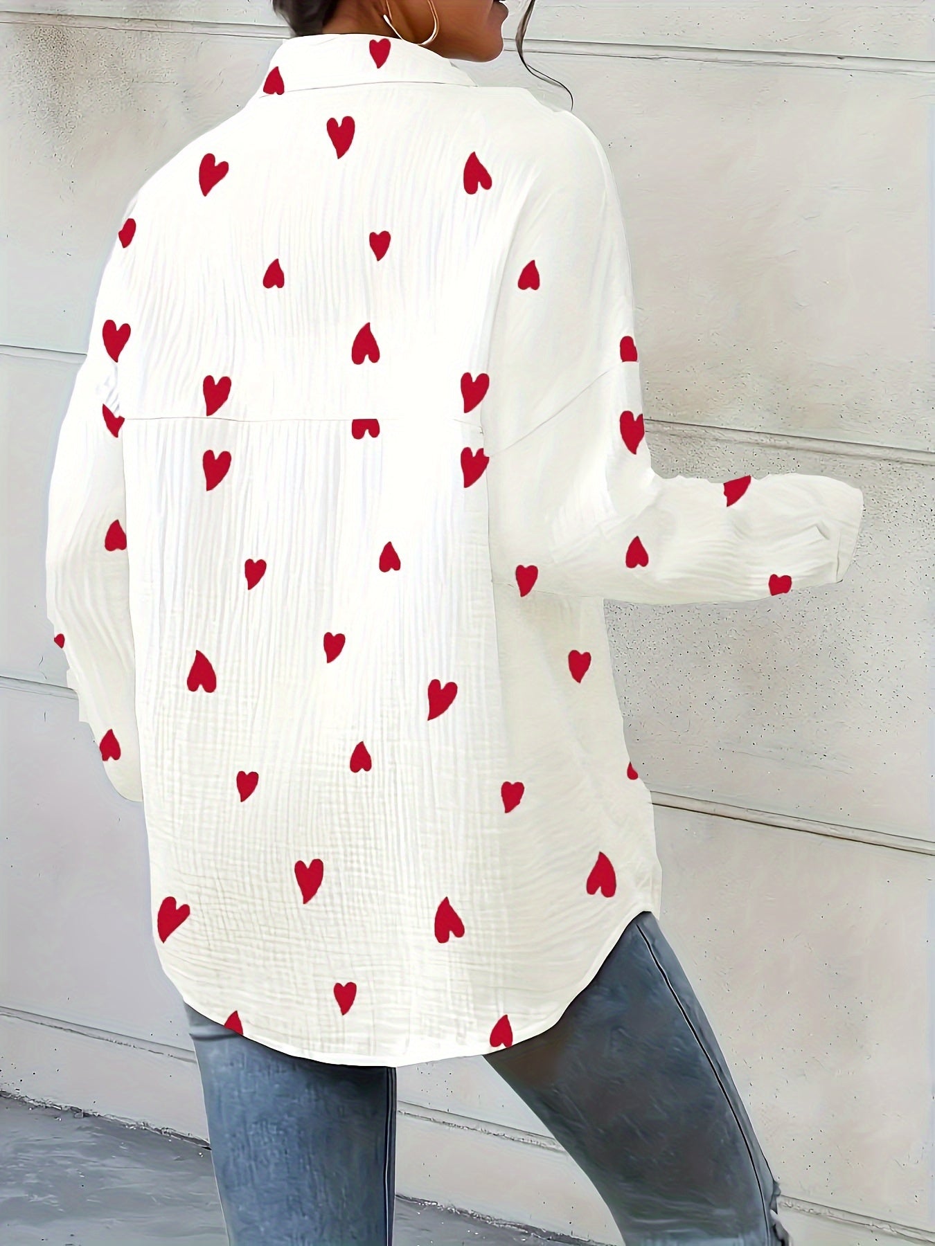 Lotte | Feminin elegantes Langarmhemd aus Baumwolle mit Herzdruck