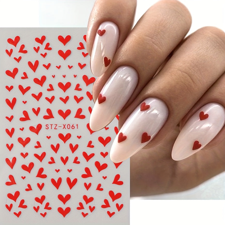 Britt | 3D Rote Herz Nagelkunst-Sticker