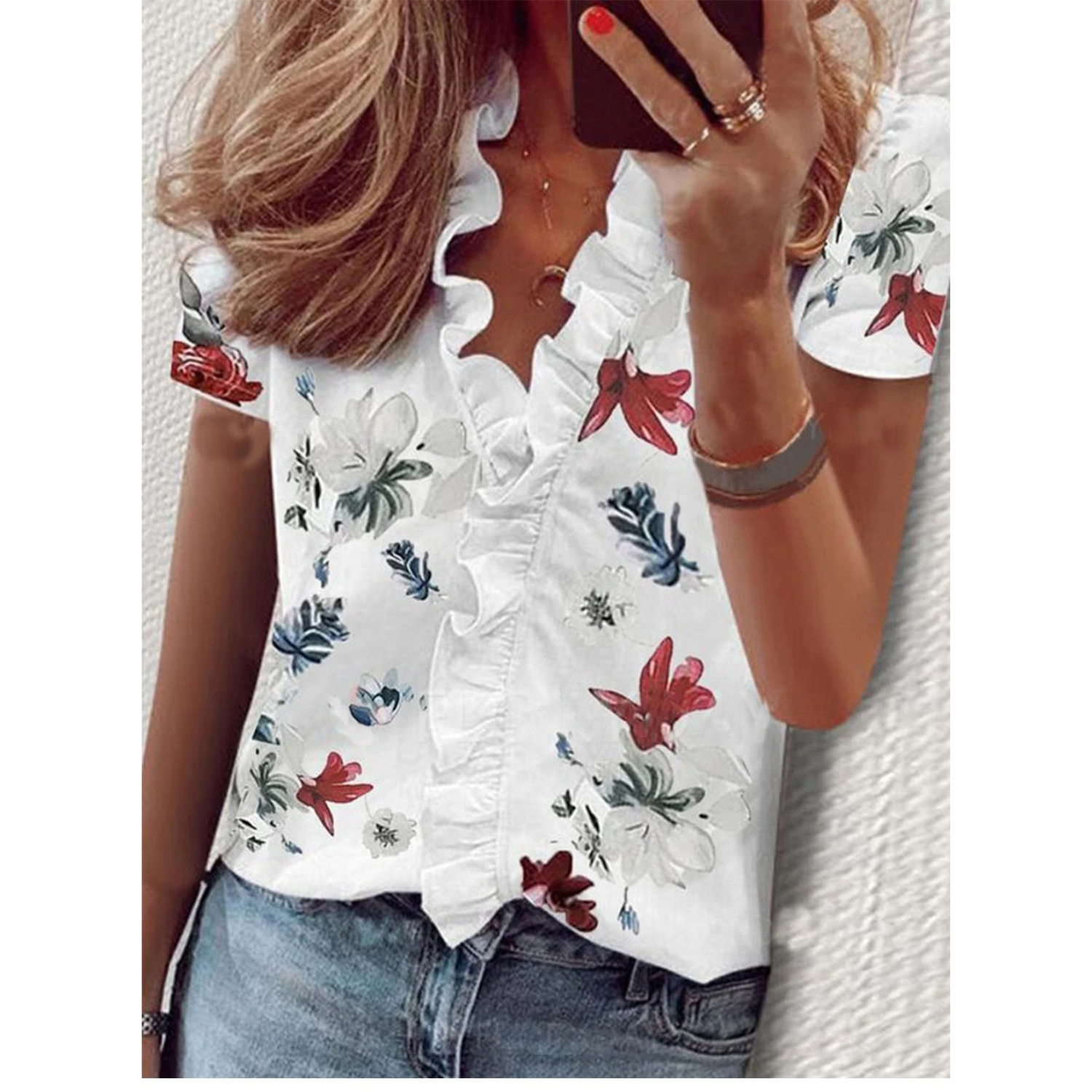 Femke | Chiffon bluse met plüsch