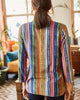 Revers bunte Bluse mit Knöpfen