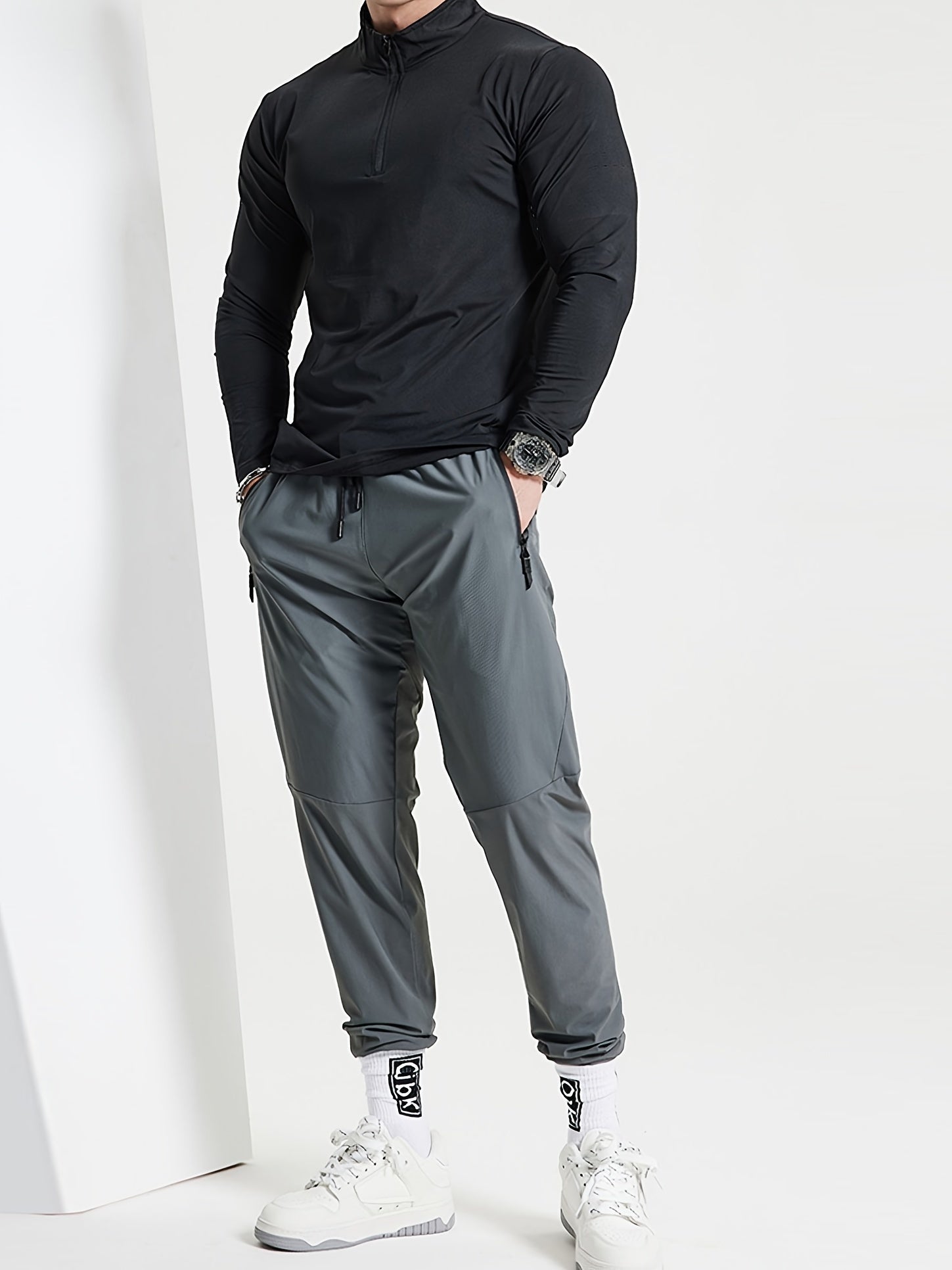 Lars | Slim-fit henley-shirt met halve rits en lange mouwen