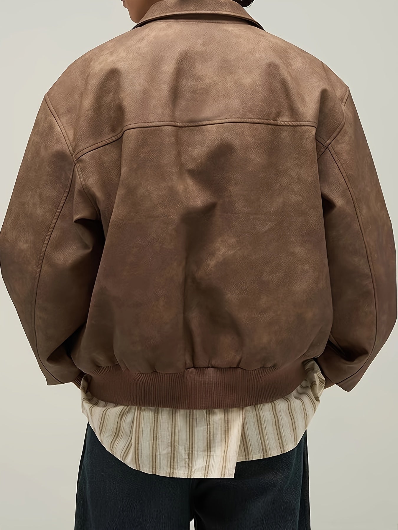 Bram | Vintage Braun PU-Jacke Mit Lockerer Passform