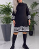 Kleid mit gewelltem Muster und langen Ärmeln